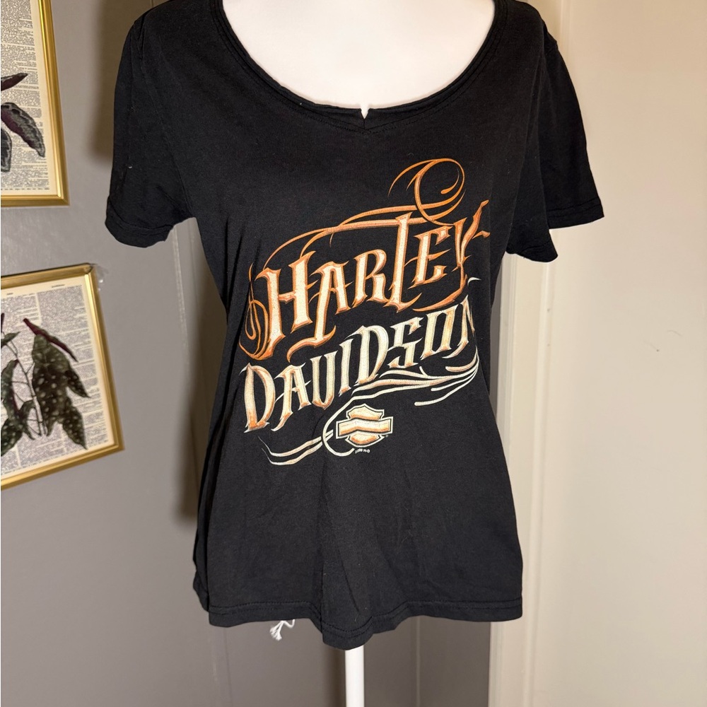 Harley-Davidson Black Tee with Orange Accents‎